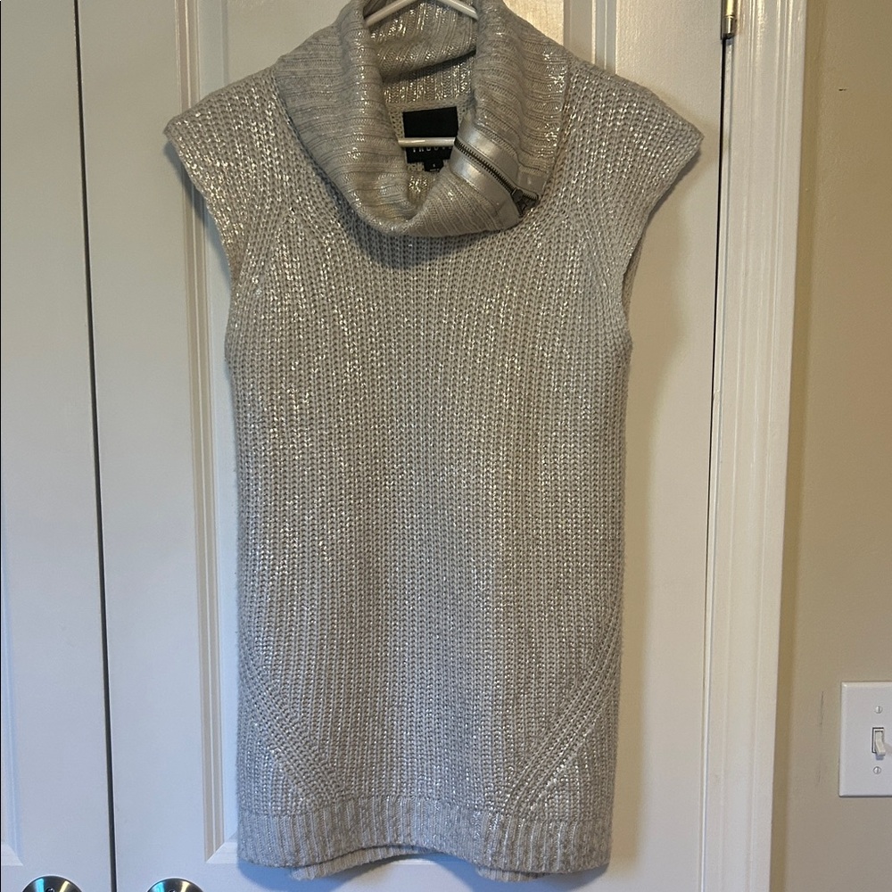 Trouve sparkly silver metallic sweater vest tunic S